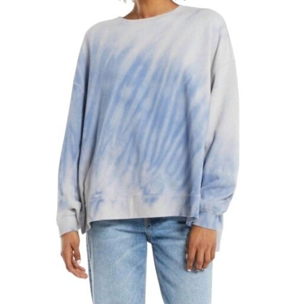 Z SUPPLY Womens M Sky Blue Tie Dye Modern Weekender Sweatshirt NWT